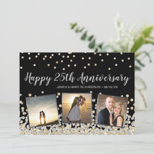 Cartão de Aniversário de 25 Anos com Confetes de O