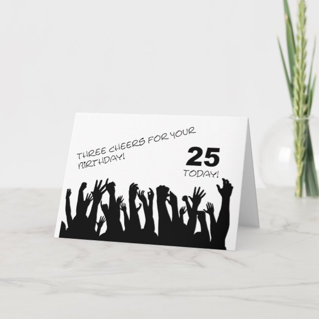 Cartão de aniversário de 25 com multidões que bala (Frente)