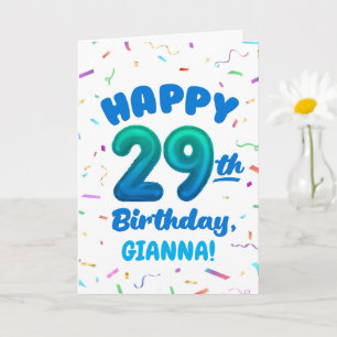 Cartão de Aniversário de 29 anos com Nome Personal