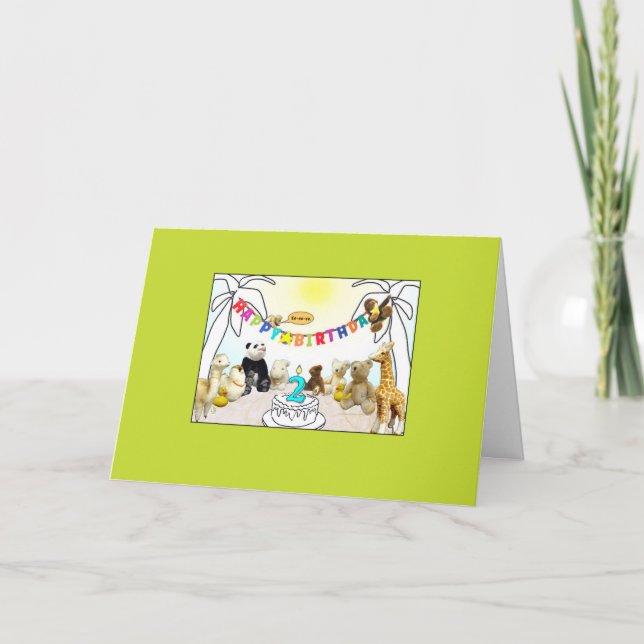 Cartão de Aniversário de 2 Animais de Vela (Frente)