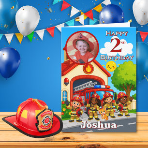 Cartão de Aniversário de 2 anos de Bombeiro