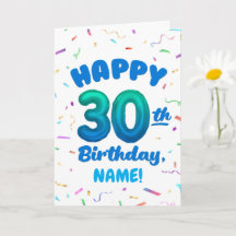 Cartão de Aniversário de 30 anos com Nome Personal