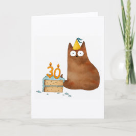 Cartão de Aniversário de 30 anos de Gato Engraçado