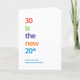 Cartão de Aniversário de 30 Anos Irônico Nova 20's
