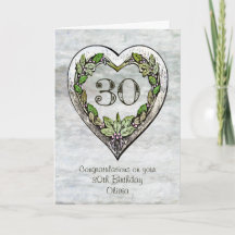 Cartão de aniversário de 30 anos Rustic de Nome Pe