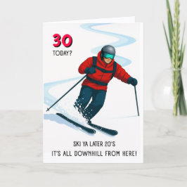Cartão de Aniversário de 30 Anos Tema Esqui