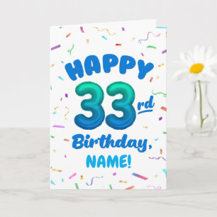 Cartão de Aniversário de 33 anos com Nome Personal