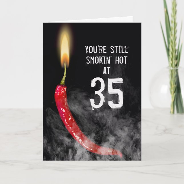 Cartão de Aniversário de 35 anos Pimenta Malagueta (Frente)