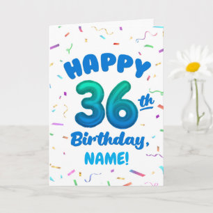 Cartão de Aniversário de 36 anos com Nome Personal