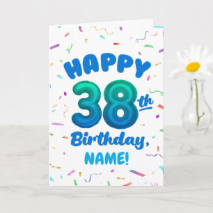 Cartão de Aniversário de 38 Anos com Nome Personal