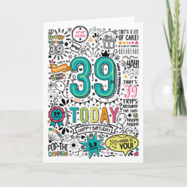 Cartão de Aniversário de 39 Anos para Imprimir | D