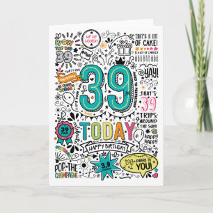 Cartão de Aniversário de 39 Anos para Imprimir   D