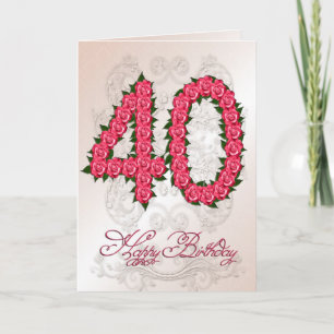 Cartão de aniversário de 40 anos com rosas e