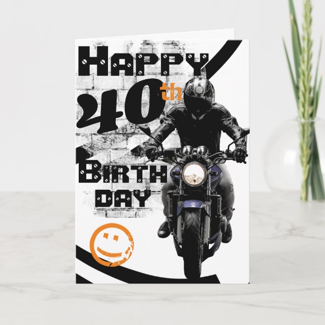 Cartão de 'Aniversário de 40 anos de motocicleta A (Frente)