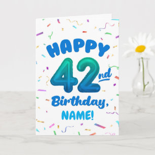 Cartão de Aniversário de 42 Anos Feliz com Nome Pe