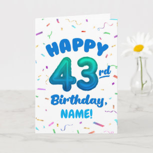 Cartão de Aniversário de 43 Anos com Nome Personal