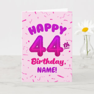 Cartão de Aniversário de 44 anos com Nome Personal