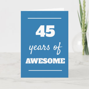 Cartão de Aniversário de 45 Anos Azul