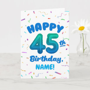 Cartão de Aniversário de 45 anos com Nome Personal