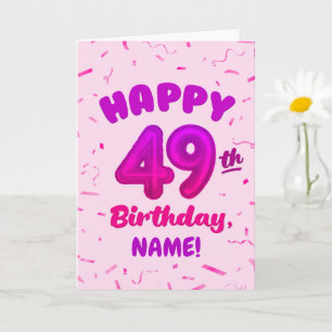 Cartão de Aniversário de 49 anos com Nome Personal