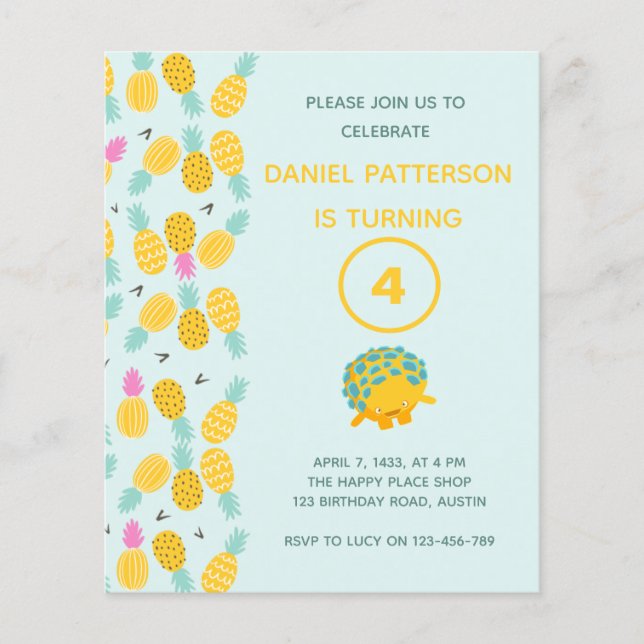 Cartão de aniversário de 4 anos (Frente)