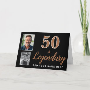 Cartão de Aniversário de 50 anos 50 & 2 Fotos Lend