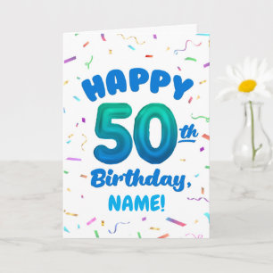 Cartão de Aniversário de 50 anos com Nome Personal