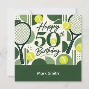 Cartão de aniversário de 50 anos de tênis com bola