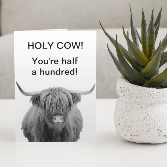 Cartão de Aniversário de 50 anos Holy Cow Highland (Criador carregado)