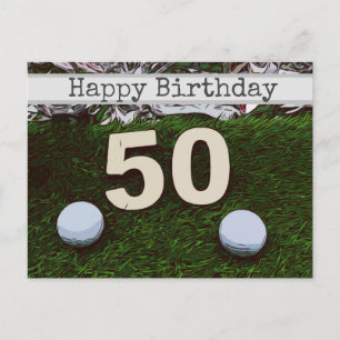 Cartão de aniversário de 50 Golf com bola de golfe