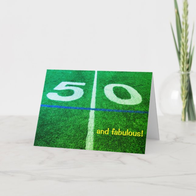 Cartão de aniversário de 50 jardas de futebol de c (Frente)