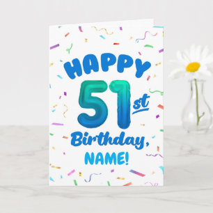 Cartão de Aniversário de 51 anos com Nome Personal