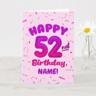 Cartão de Aniversário de 52 anos com Nome Personal
