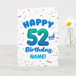 Cartão de Aniversário de 52 Anos com Nome Personal