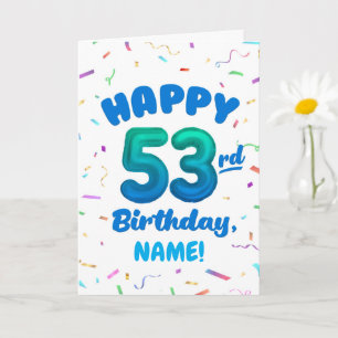 Cartão de Aniversário de 53 anos com Nome Personal