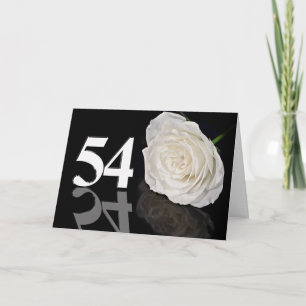 Cartão de aniversário de 54 anos com uma rosa bran