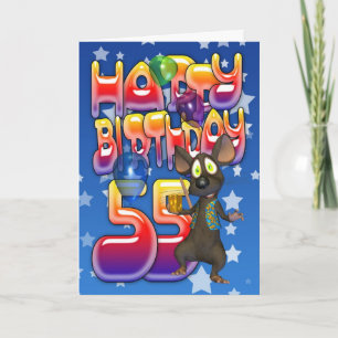Cartão de aniversário de 55 anos bonito com rati