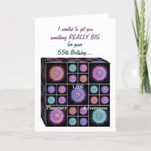Cartão de aniversário de 55 anos com planetas Sci