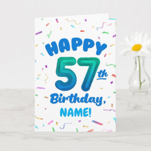 Cartão de Aniversário de 57 anos com Nome Personal