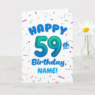 Cartão de Aniversário de 59 anos com Nome Personal