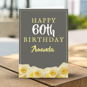 Cartão de Aniversário de 60 anos Flor de Rosa Amar