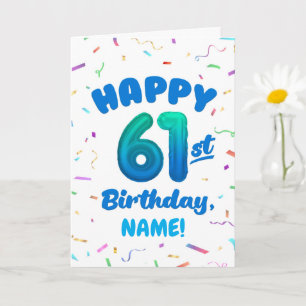 Cartão de Aniversário de 61 anos com Nome Personal