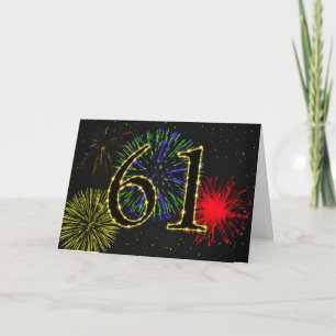 Cartão de aniversário de 61 ruas com fogos de arti