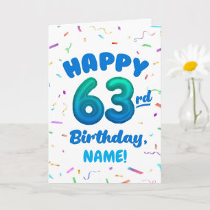Cartão de Aniversário de 63 anos com Nome Personal