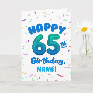 Cartão de Aniversário de 65 anos com Nome Personal