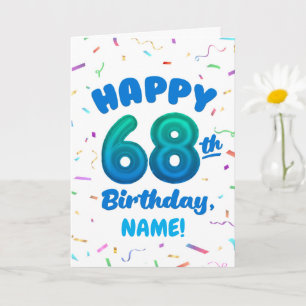 Cartão de Aniversário de 68 Anos com Nome Personal