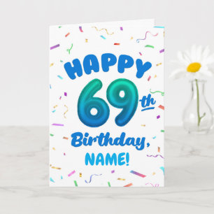 Cartão de Aniversário de 69 anos com Nome Personal