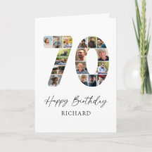 Cartão de aniversário de 70 anos com foto moderna