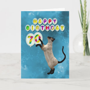 Cartão de aniversário de 70 com gatos siameses