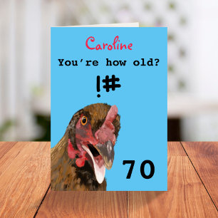 Cartão de aniversário de 70 de frango piada insens